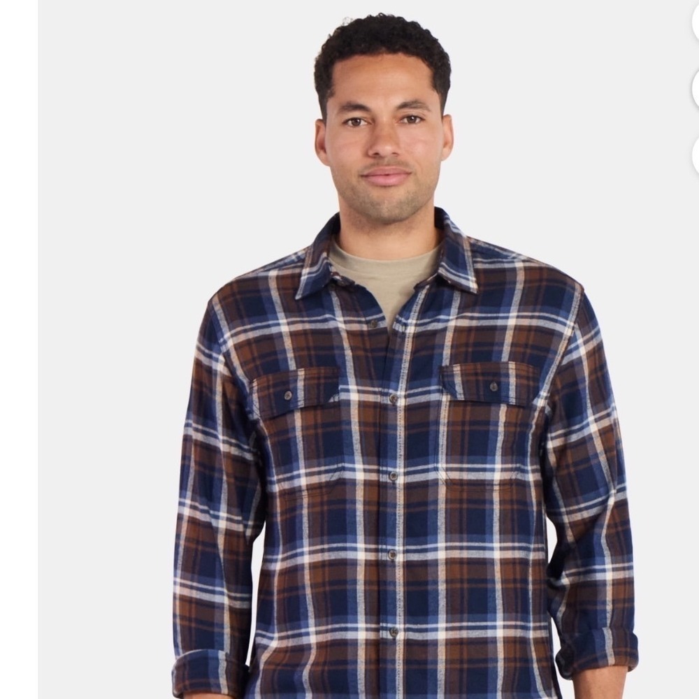 George Men's and Big Men's Double Pocket Flannel Shirt‎